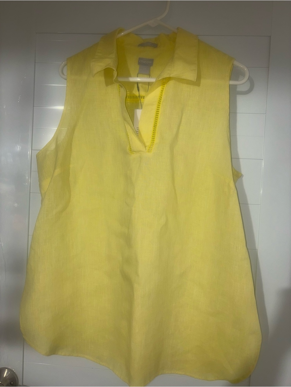Chico’s Yellow Sleeveless Linen Tunic